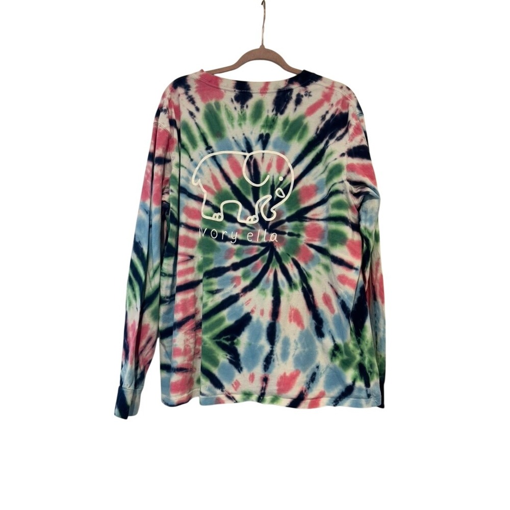 Ivory Ella sz XL long‎ sleeve boho hippie cotton tie dye t shirt K